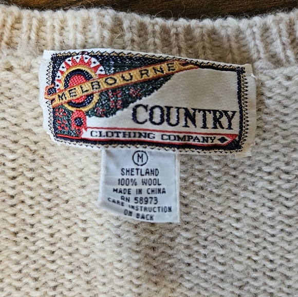 Women's WOOL Sweater Cardigan Button Down Sz MED Country USA 008 - Picture 2 of 2